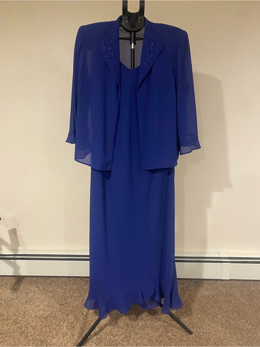 Positive Attitude Royal Blue Maxi Dress with Sheer Jacket